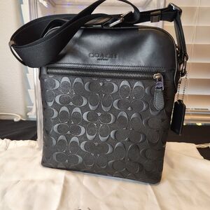 Coach Black Embossed Men's Messenger Bag